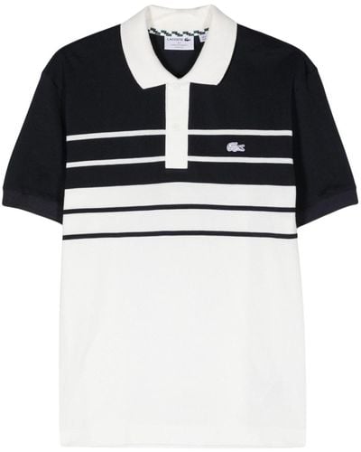 Lacoste Logo-patch Striped Polo Shirt - Black