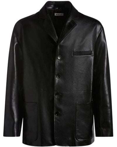 Bally Single-breasted Leather Blazer - Black
