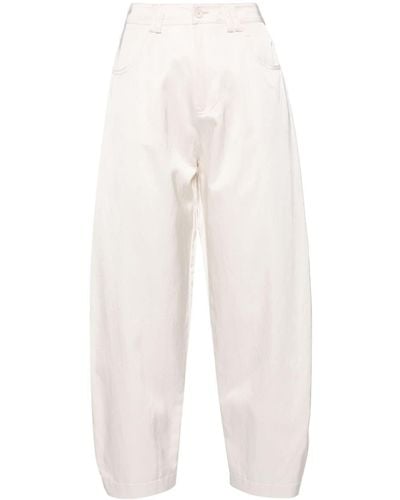 Pinko Pantalon ample à fini satiné - Blanc