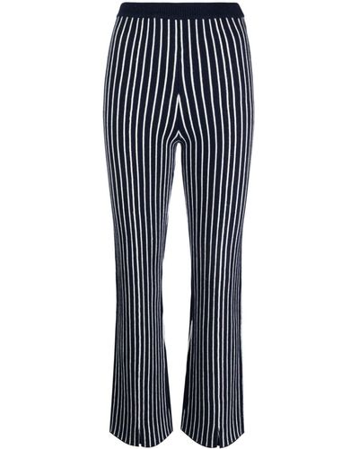 Claudie Pierlot Pantalon droit à rayures - Bleu