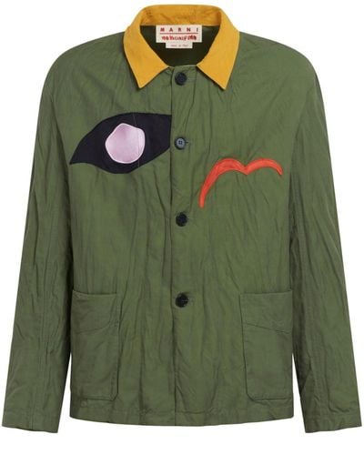 Marni Logo-patch Shirt Jacket - Green