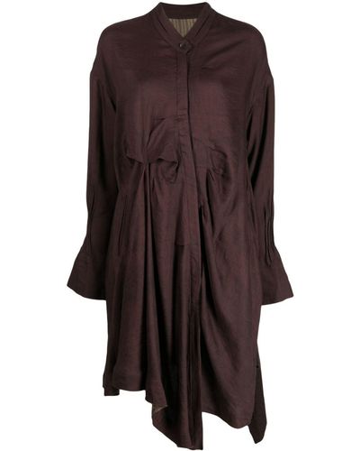 Ziggy Chen Irratic Fold Asymmetric Shirtdress - Brown