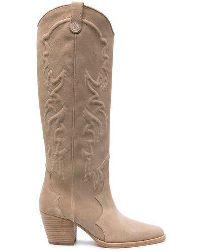 Maje 60mm Suede Boots - Natural