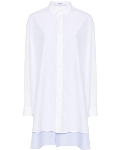 Loewe Robe-chemise en popeline à design superposé - Blanc
