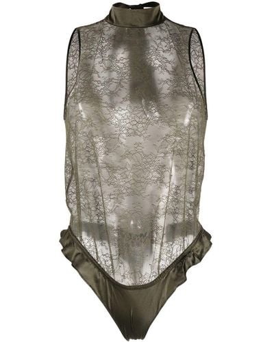 Maison Close Rear Tie-fastening Lace Body - Gray