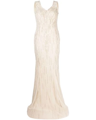 Saiid Kobeisy Beaded Open-back Mermaid Gown - White