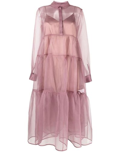Paskal Tiered Sheer-overlay Midi Dress - Pink