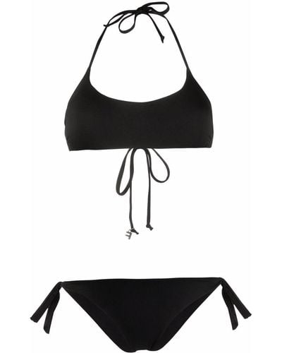 Fisico Neckholder-Bikini mit Schleifenverschluss - Schwarz