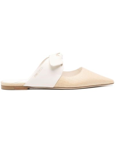 Jimmy Choo Pointed Leather Ballerina Shoes - White