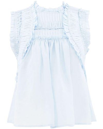 Sea Cole Smocked Ramie Top - Blue