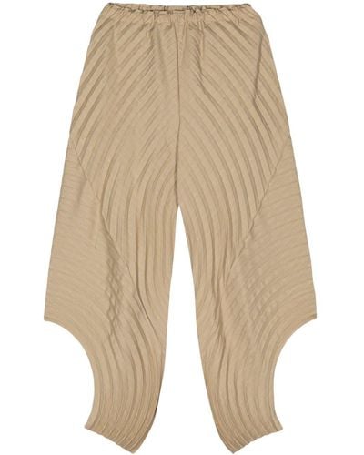 Issey Miyake Pantalon Curved Pleats à rayures - Neutre