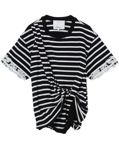 3.1 Phillip Lim Striped Cotton T-shirt - Black