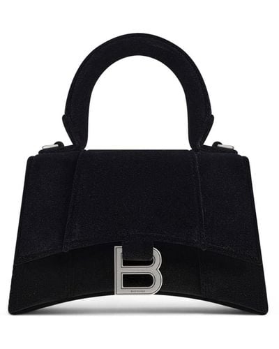 Balenciaga Xs Hourglass Velvet Tote Bag - Black