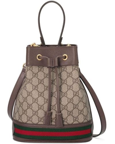 Gucci Small Ophidia Bucket Bag - Brown
