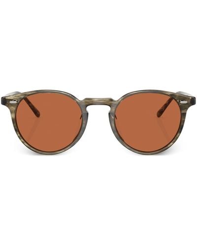 Oliver Peoples Round-frame Tinted-lenses Sunglasses - Brown