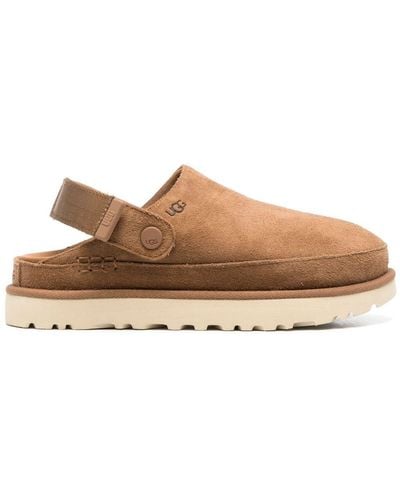 UGG Goldenstar Suede Flatform Clogs - Brown