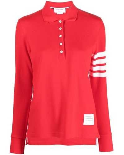 Thom Browne 4-bar Long-sleeved Polo Shirt - Red