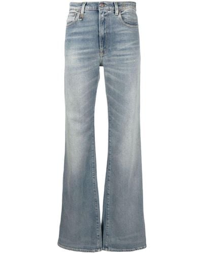 R13 High-waist Stonewashed Wide-leg Jeans - Blue