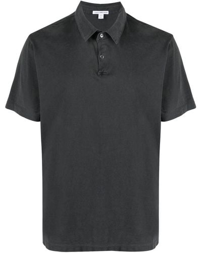James Perse Sueded-jersey Polo Shirt - Grey