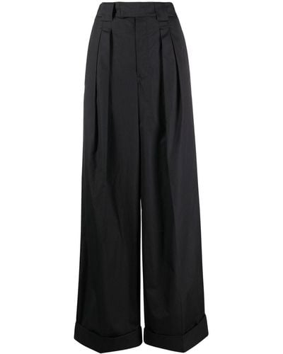 Lemaire Pleated Wide-leg Trousers - Women's - Cotton - Black