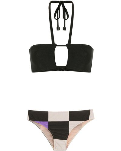 Adriana Degreas Check Print Bikini - Black