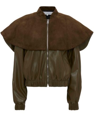 JW Anderson Leather Bomber Jacket - Brown