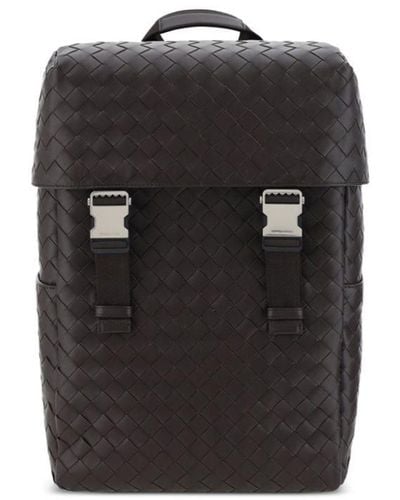 Bottega Veneta Zaino Avenue Intrecciato Leather Backpack - Black