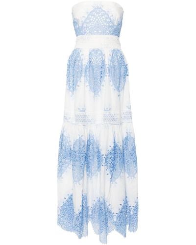 Evarae Mia Lace-embroidered Maxi Dress - Blue
