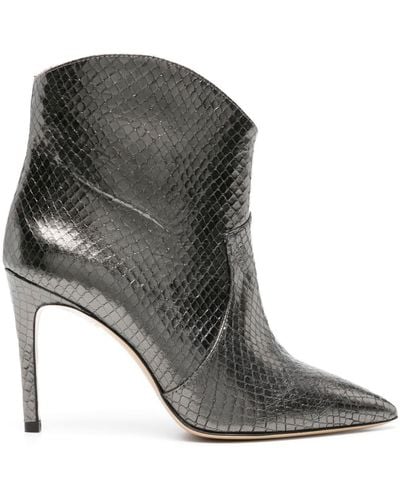 P.A.R.O.S.H. Snakeskin-effect Leather Boots - Grey