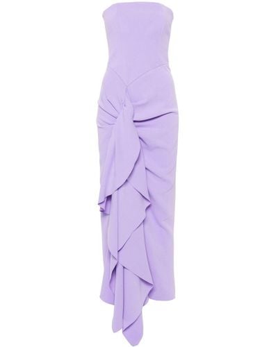 Solace London Thalia Strapless Ruffled Maxi Dress - Purple