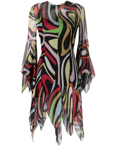 Emilio Pucci Silk Dress With Marble Print - Multicolour