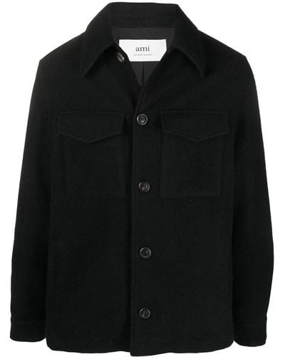 Ami Paris Flap Pockets Shirt Jacket - Black