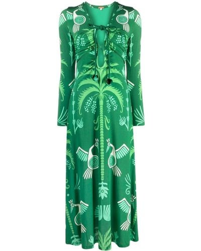 Johanna Ortiz Midi-jurk Met Abstracte Print - Groen