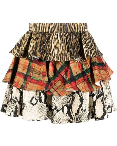 Roberto Cavalli Layered Short Skirt - Multicolour