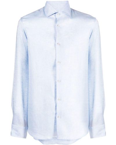 Moorer Long-sleeve Linen Shirt - Blue