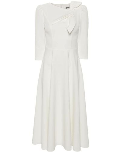 Nissa Bow-detail Crepe Dress - White