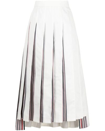 Thom Browne Falda plisada con cintura alta - Blanco