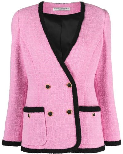 Alessandra Rich Tweed-Jacke mit Kontrastdetails - Pink