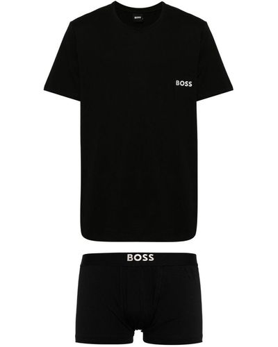 BOSS Logo-appliqué Cotton Boxers (set Of Two) - Black