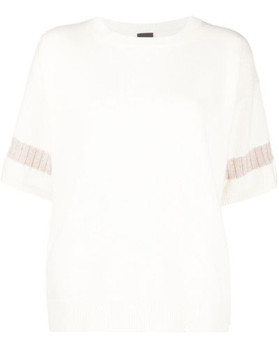 Lorena Antoniazzi Camiseta de punto con manga corta - Blanco