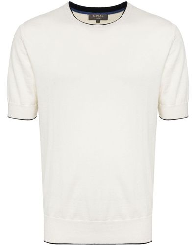 N.Peal Cashmere Fein gestricktes Newquay T-Shirt - Weiß