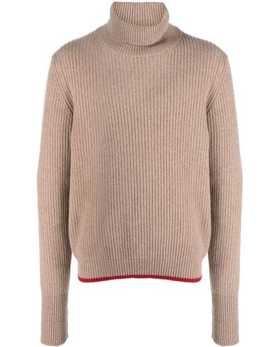 Fay Roll-neck Ribbed Sweater - Natural