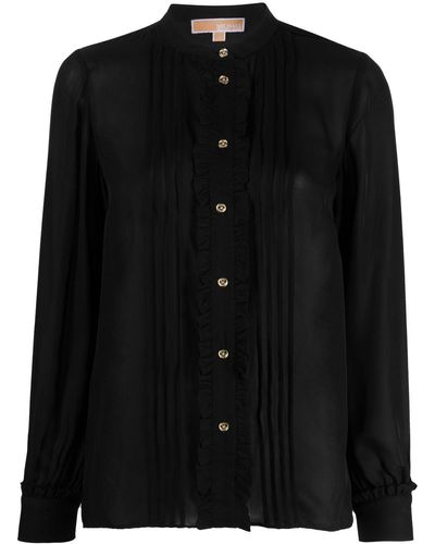 MICHAEL Michael Kors Ruffled Buttoned Shirt - Black