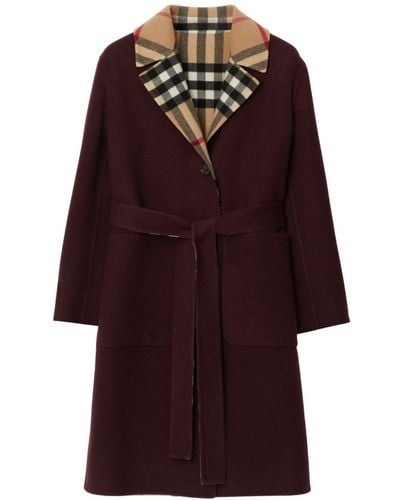 Burberry Vintage-check Reversible Wool Coat - Red