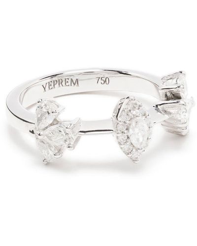 YEPREM Anillo en oro blanco de 18kt con diamantes - Metálico