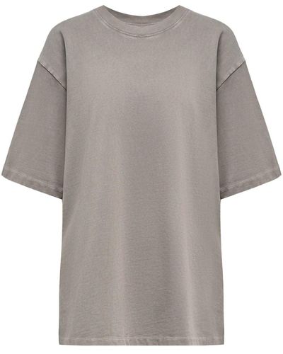 12 STOREEZ Brushed-finish Cotton T-shirt - Grey