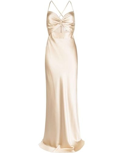 Michelle Mason Twisted-bodice Silk Gown - Natural