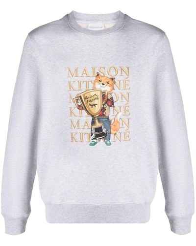 Maison Kitsuné Sweatshirt mit Fuchs-Print - Weiß