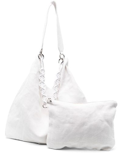 Fabiana Filippi Macramé-strap Detail luggage Bag - White