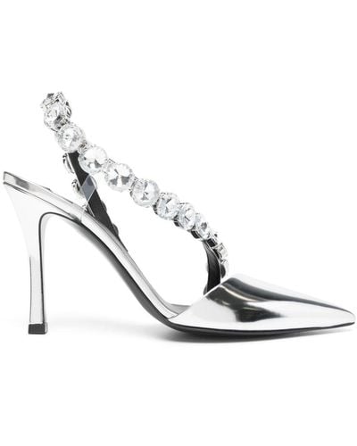 Stella McCartney Crystal-embellished Metallic Court Shoes - White